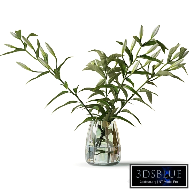 Bouquet with lilies in a glass vase