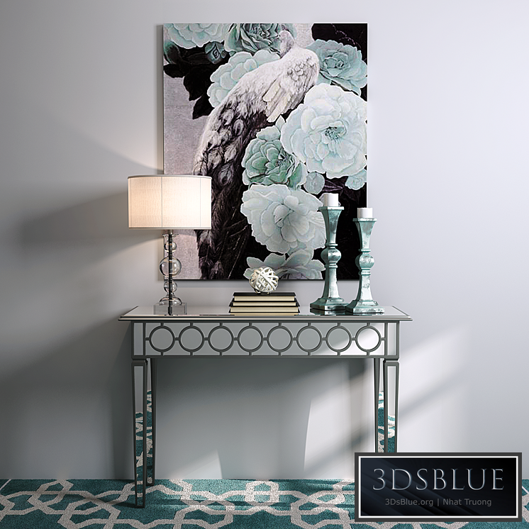 Mirror console with lamp