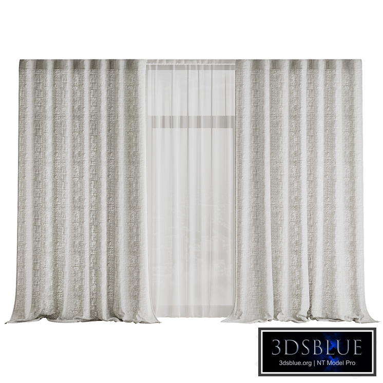 Textured linen curtains with tulle in light colors