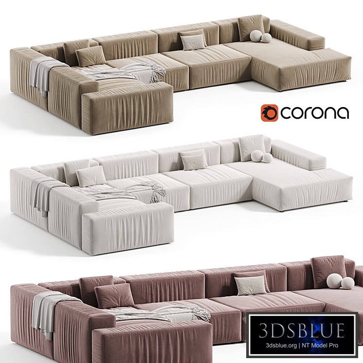 Casa sofa U-shaped burgundy
