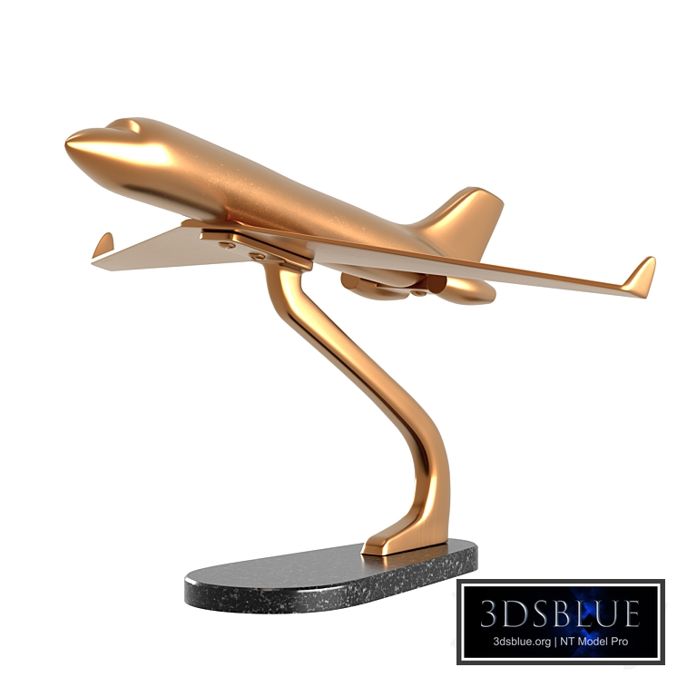 Chehoma Statuette Airplane gold color on a stand