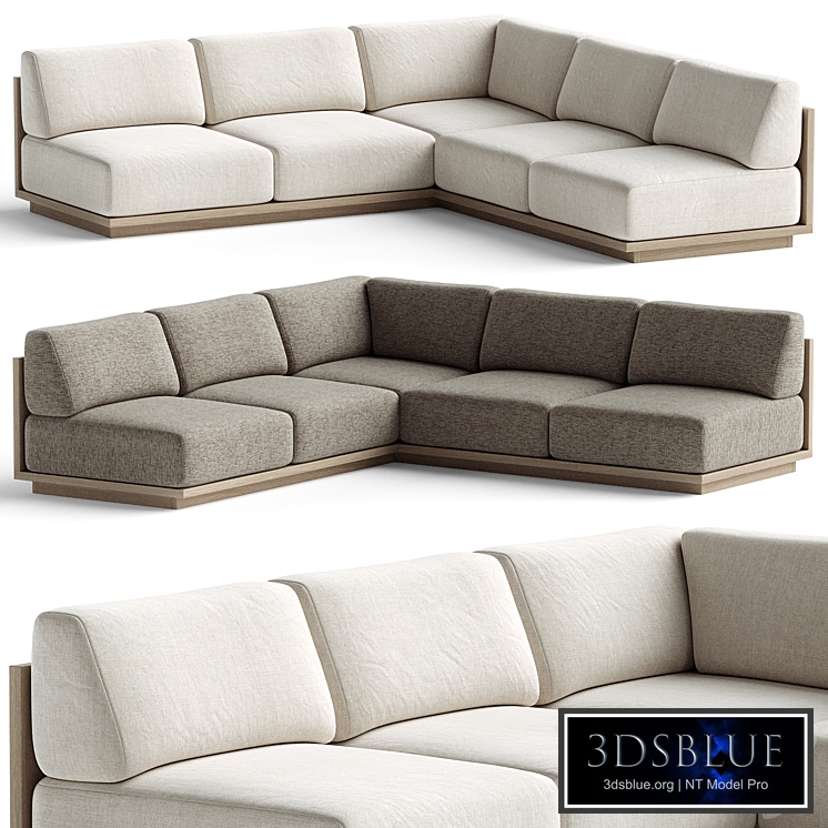 Mallorca Wood 3-Piece L-Shaped Armless Sofa