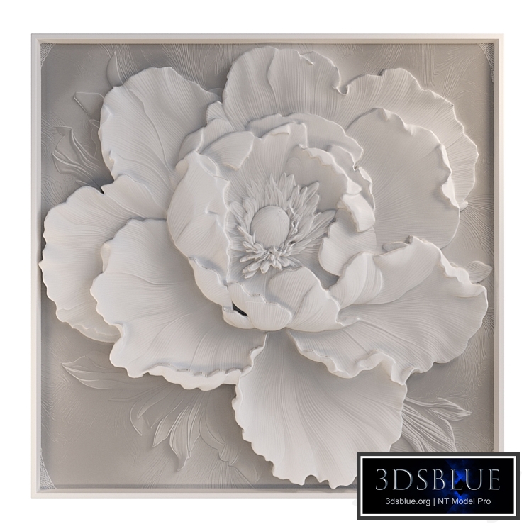 Bas-relief with a peony flower
