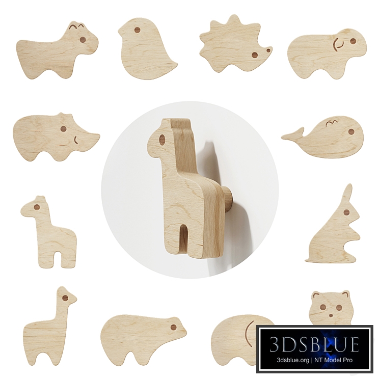 Set of 12 Wooden Animal Cabinet Knobs