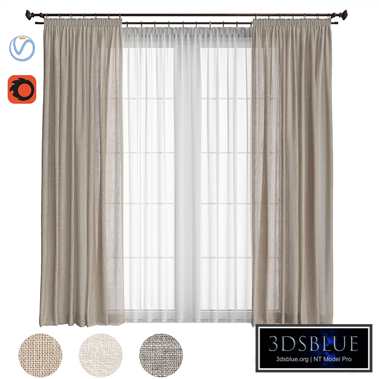 Curtain set 145. Linen