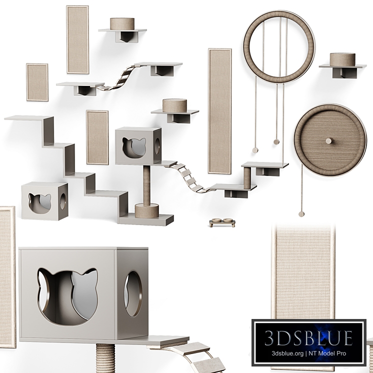 Wall-mounted game complex for cats