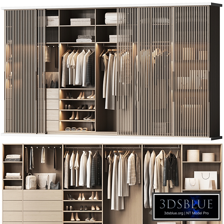 Basic wardrobe made of cabinet furniture with doors
