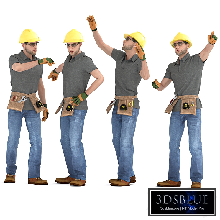 Engineer man with tools 04 poses