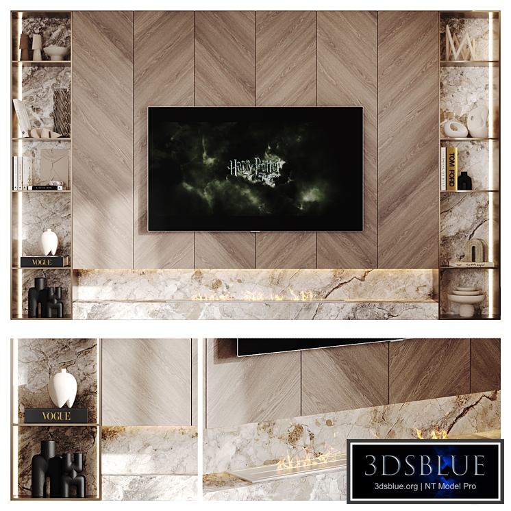 TV wall with bio-fireplace