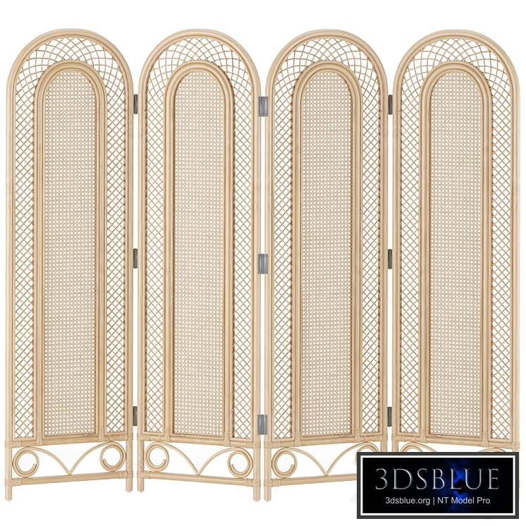 bamboo wicker arched 4 panel room divier screen