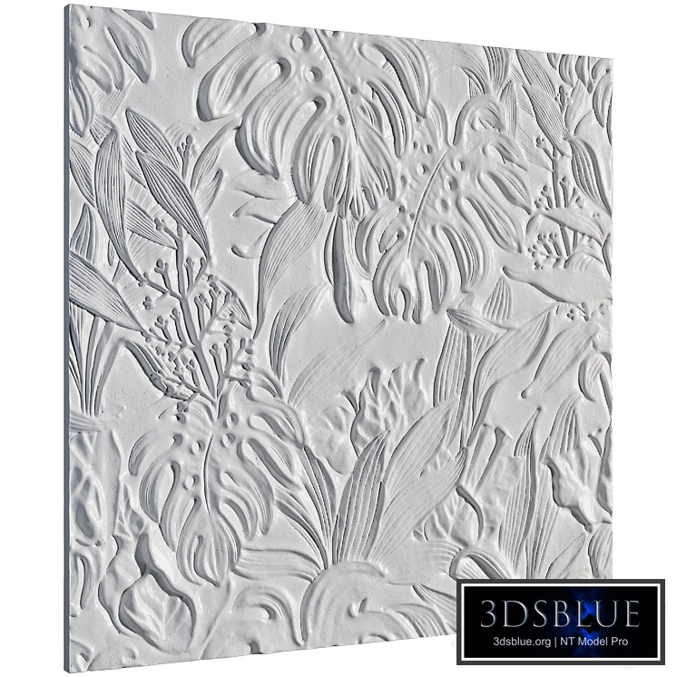 Bas-relief plaster wall decorative panel Tropics Leaves