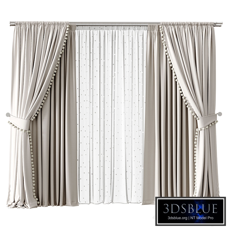 Curtains for children's room with pompoms