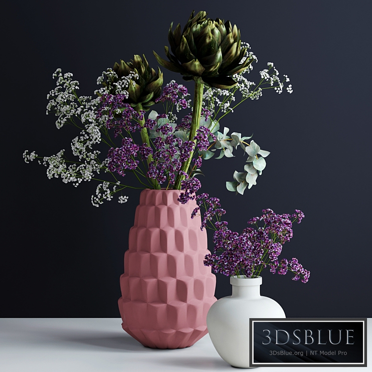 Bouquets in pink and white vases
