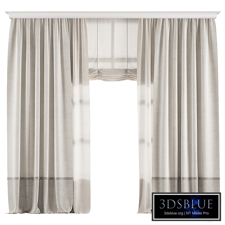 Curtains with tulle and Roman curtain 006 KM