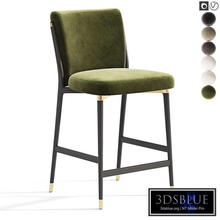 Norrie Forest Green Velvet Dining Counter Stool