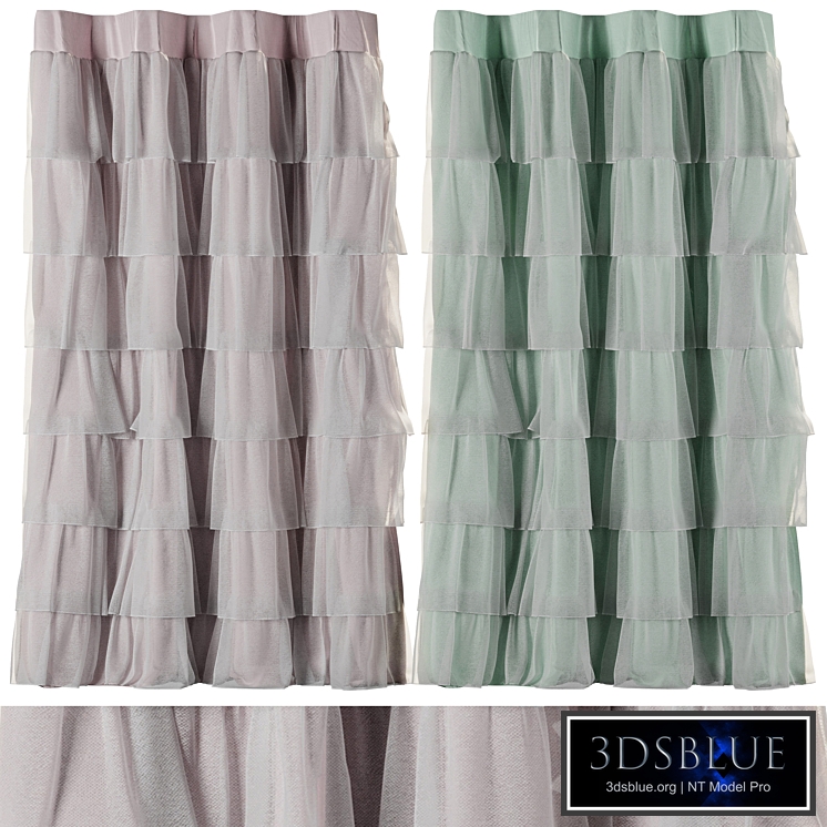 Volens green - pink Ruffle Shower Curtain 001