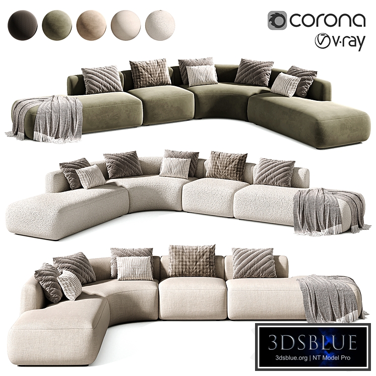 Divano angolare componibile 4 posts in bouclé Sofia