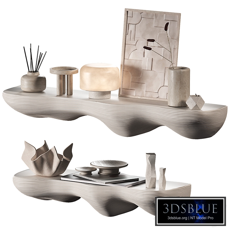 Decorative set 4. Decor on shelves with smooth relief shape.