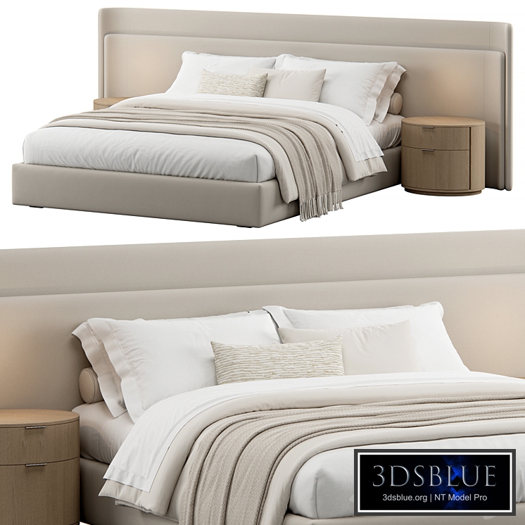 Contemporary Upholstered Rounded Headboard Bed