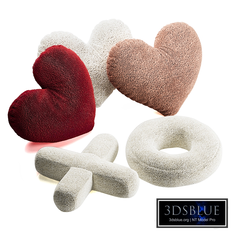 Cozy Teddy Faux Fur Heart Shaped Pillow and XO Shaped Pillow