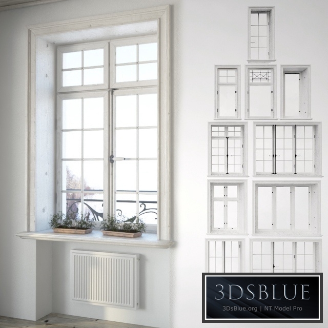 Set classical windows with decor