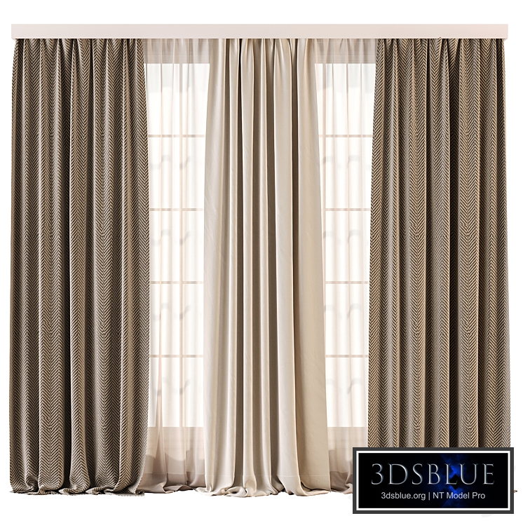 Herringbone and Sheer Curtain Set 71