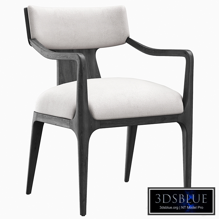 RH Ligne fabric leather dining armchair