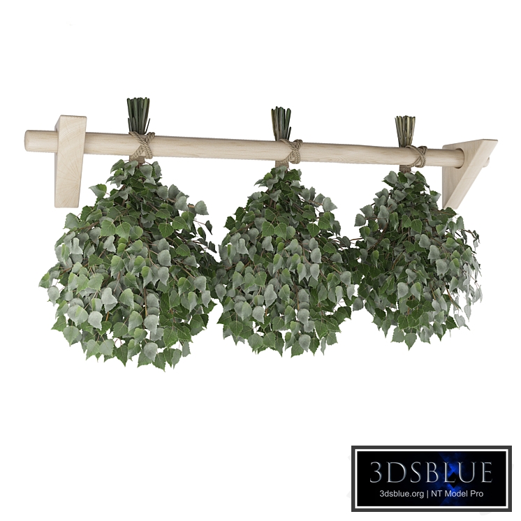 Birch brooms with wall mount