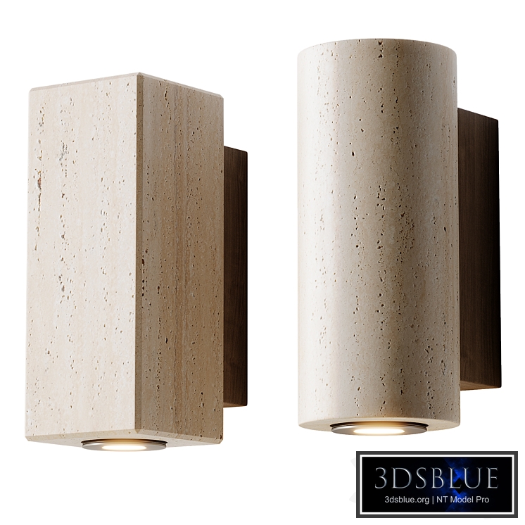 Wabi sabi led wall light in travertine marble decor