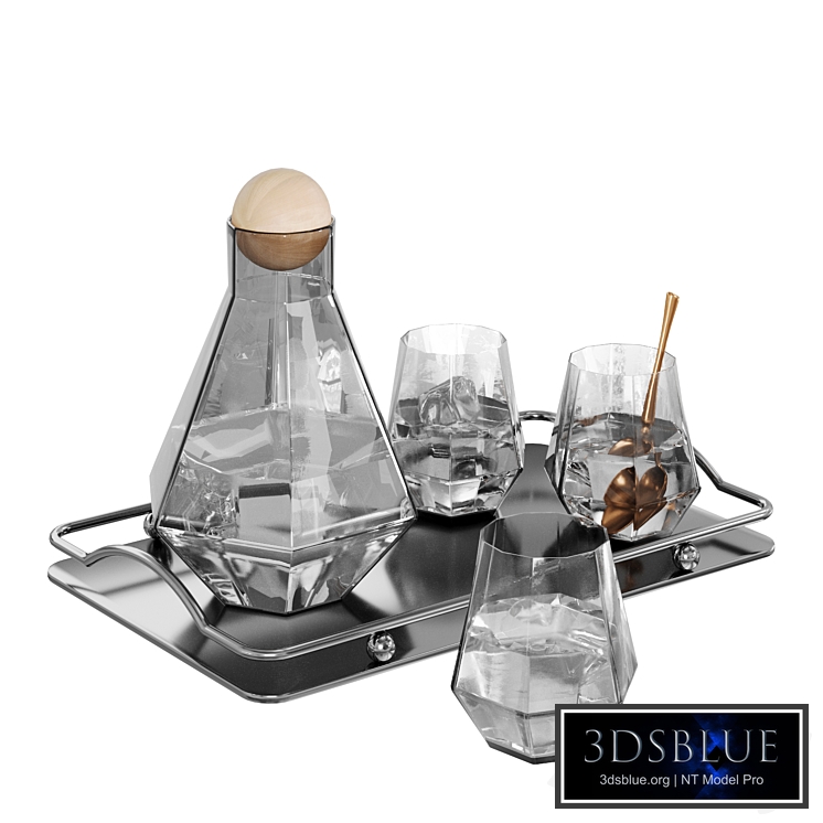 N19 Set of Glasses and Carafe on Tray