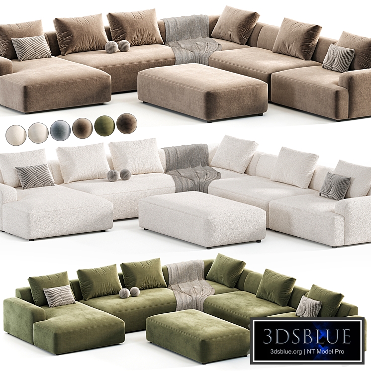 Sofá rinconera longue de pana Melva