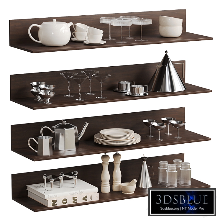 Kitchenware Decor Set On Shelves 2