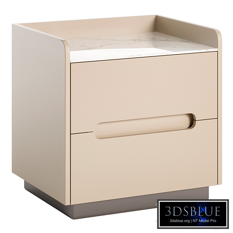 Modern Wood Nightstand with 2 Drawers and Stone Countertop for Small Spaces