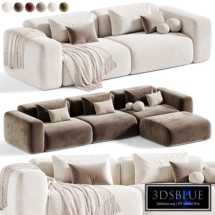 Beige Microfiber Modern Sofa by litfad 03