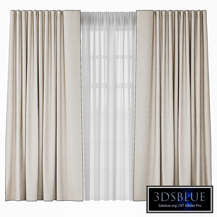 Linen Curtains with Black Edging 01f