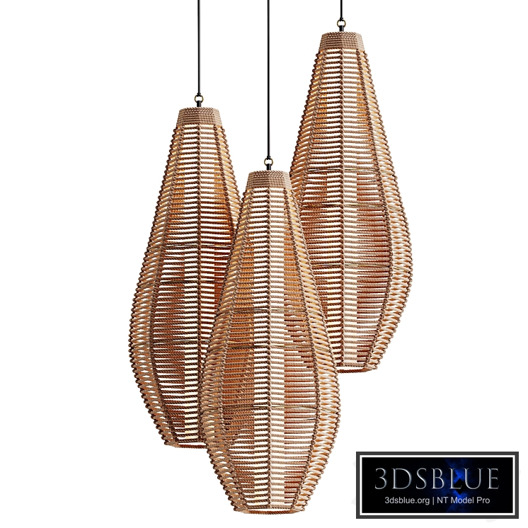Pear Drop Shaped Wicker Pendant Light