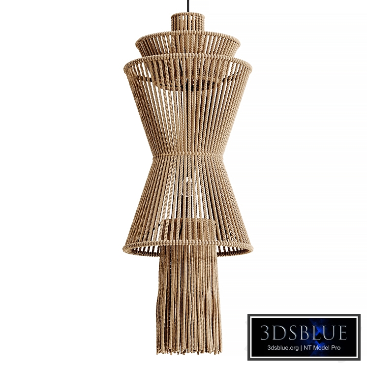 Hanging wicker lamp made of fringe threads 02