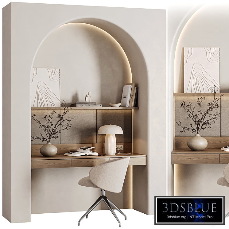 Curved Wall Minimalist Study Scandinavian Workspace