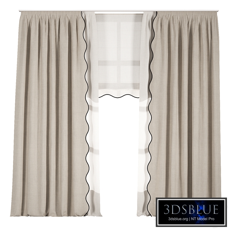 Curtains with tulle and roman blind 007 KM