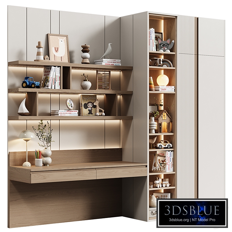 Children's modular wardrobe with desk modern 32