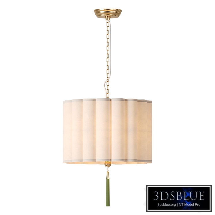 Chandelier with fabric shade and green tassel Green Tassel