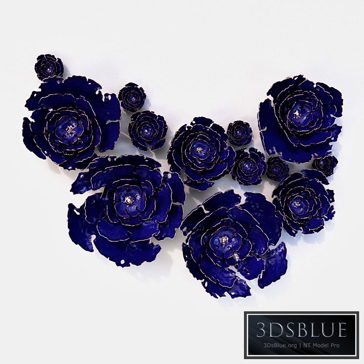 Wall decoration, ceramic peony flowers