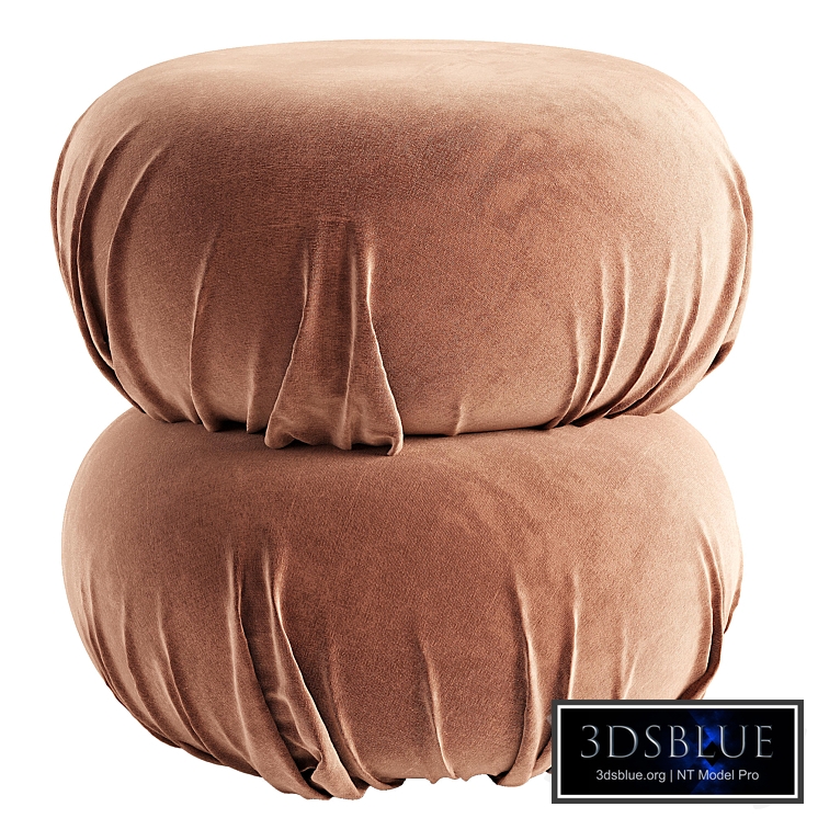 Ruched Dark Beige Velvet Pouf
