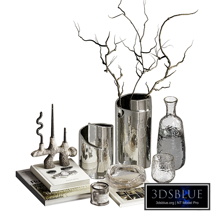 Decorative Set with Metallic vases