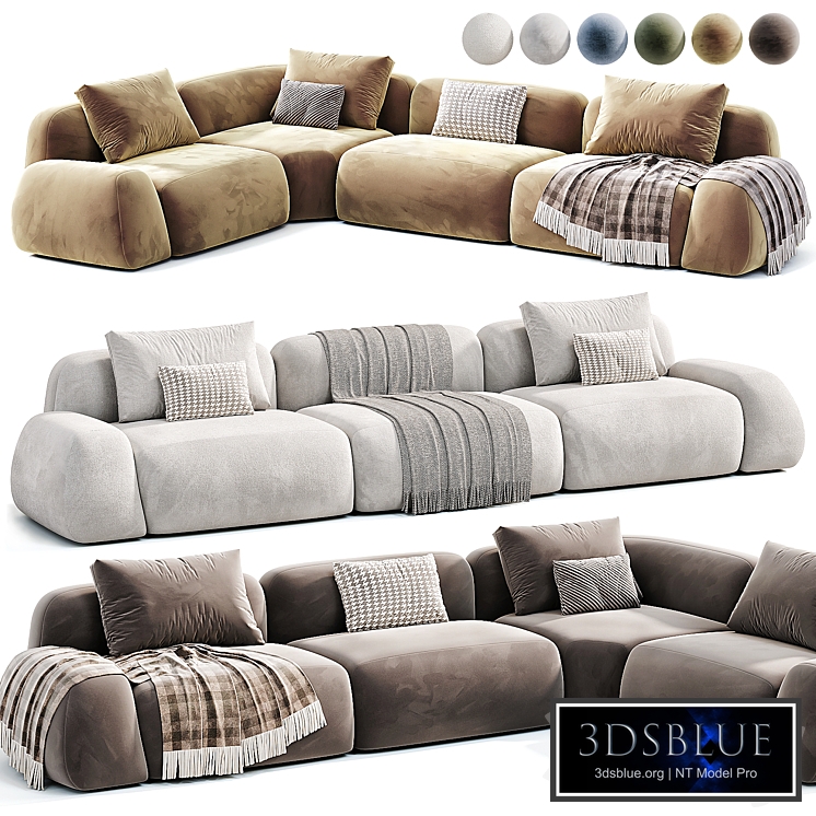 Modular corner sofa in bouclé Wolke fabric