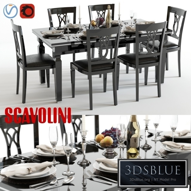 Scavolini Baccarat table and chairs Black