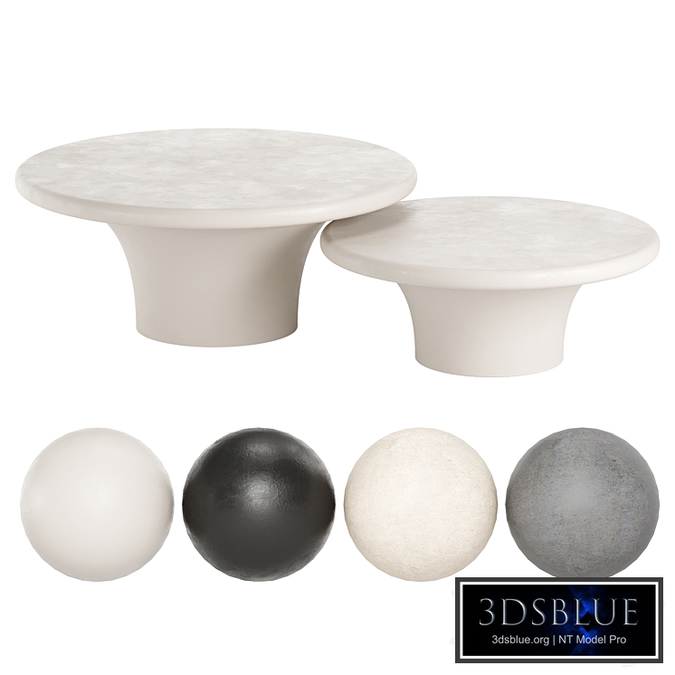 Pompeo Round Ivory Cast Resin Nesting Coffee Table Set