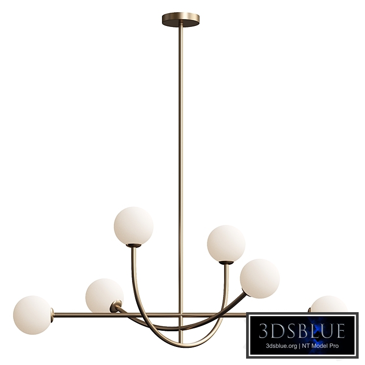 Perry - 6 light aged brass and opal pendant