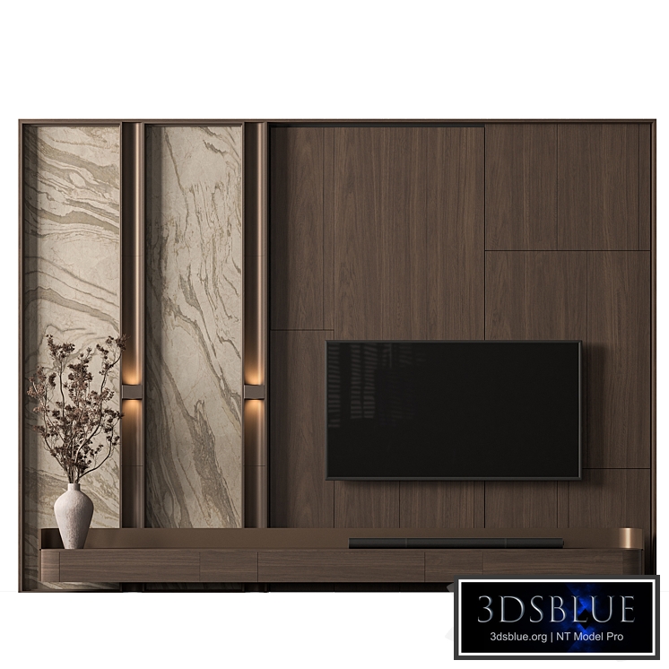 TV Wall Stone and Wood - Set 239