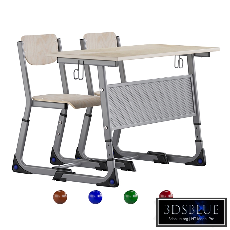 2-seater school desk + 2 chairs